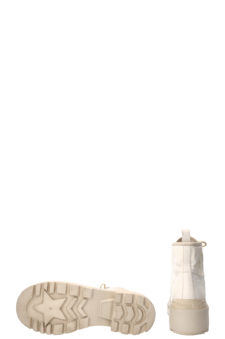 CHRISTIAN DIOR D-Rise Ankle Boots Canvas Off-White