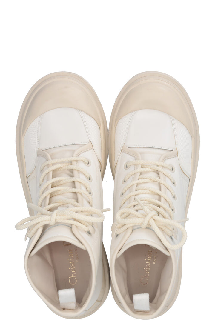 CHRISTIAN DIOR D-Rise Ankle Boots Canvas Off-White