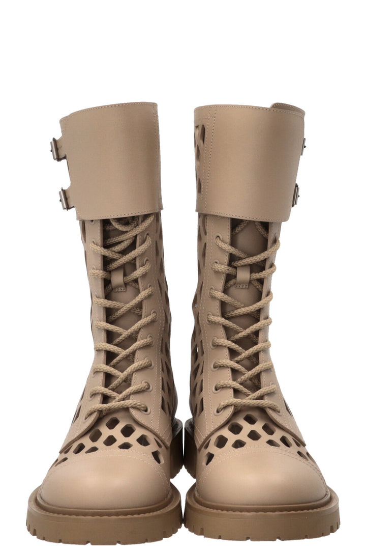 CHRISTIAN DIOR D-Trap Combat Boots Calfskin Beige