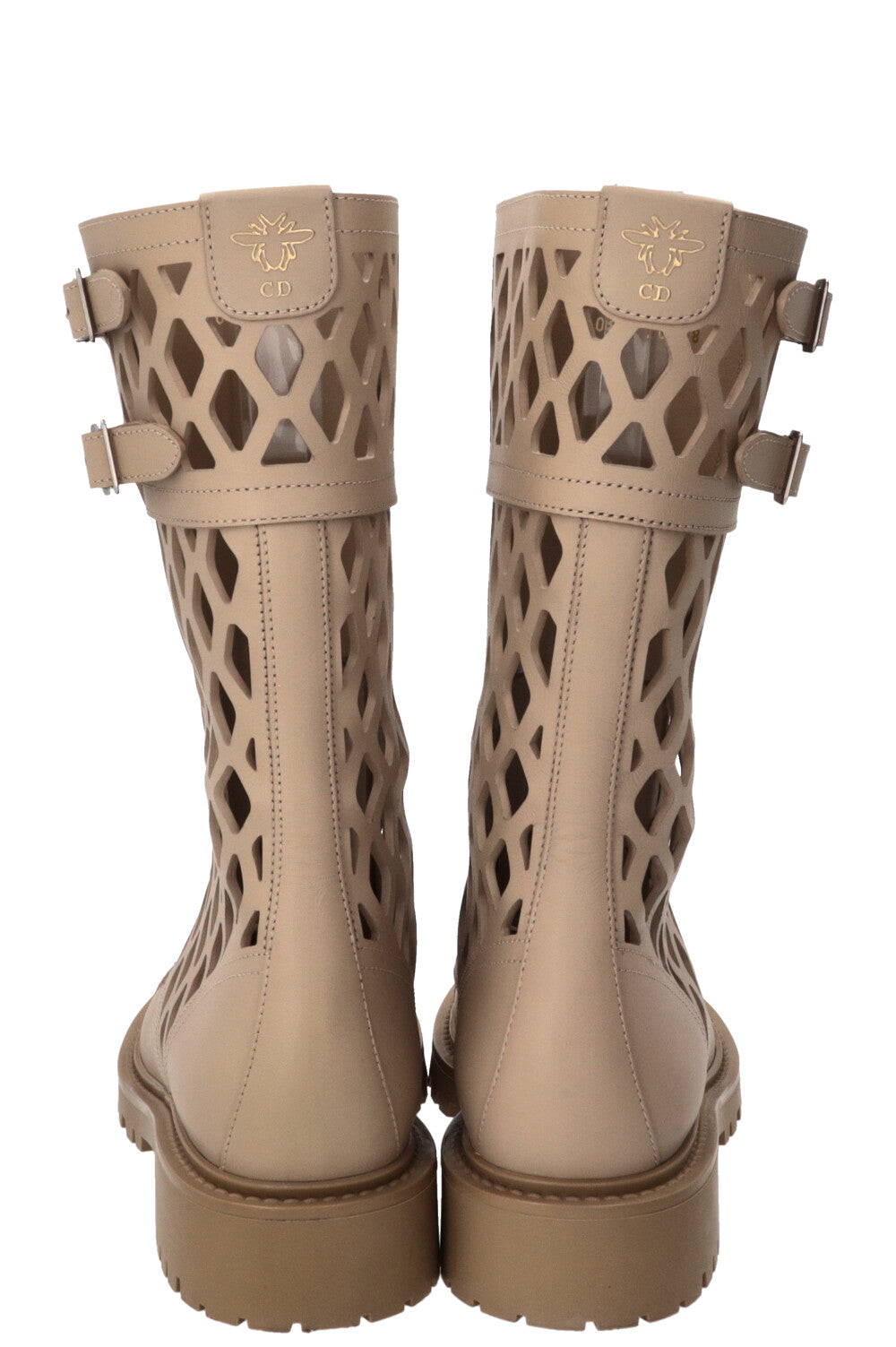 CHRISTIAN DIOR D-Trap Combat Boots Calfskin Beige