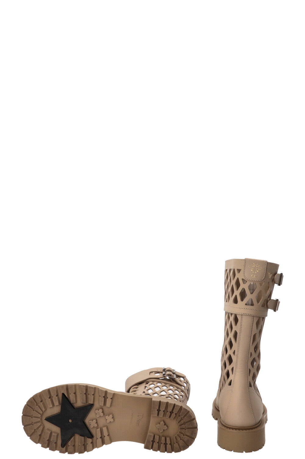 CHRISTIAN DIOR D-Trap Combat Boots Calfskin Beige