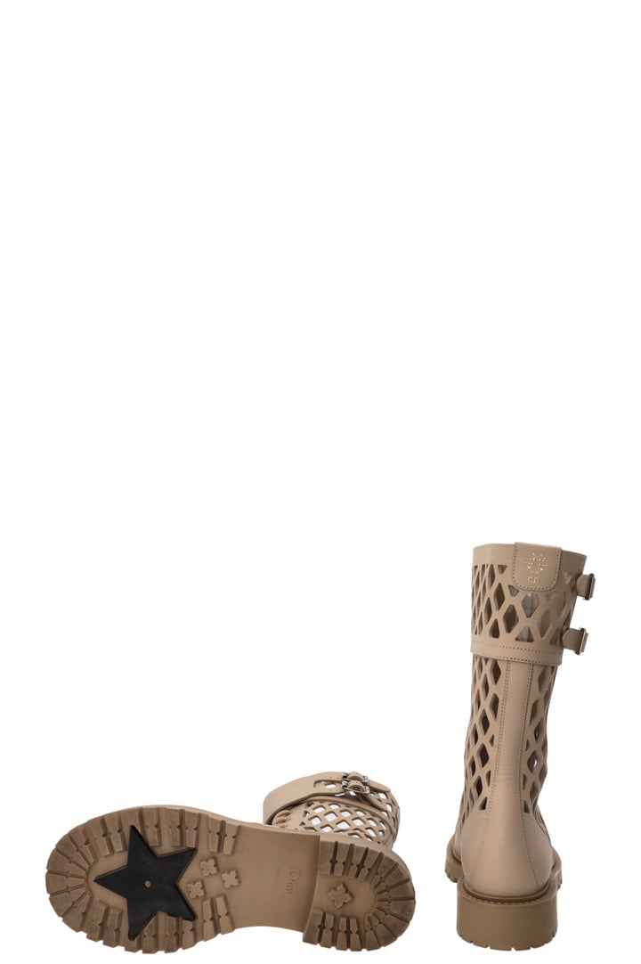 CHRISTIAN DIOR D-Trap Combat Boots Calfskin Beige