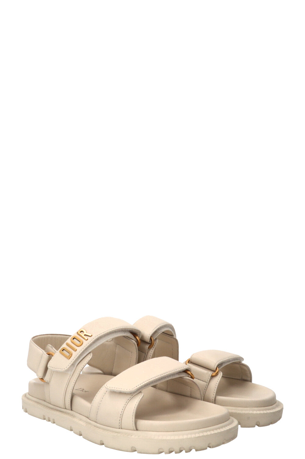 CHRISTIAN DIOR Dioract Sandals Leather Ivory