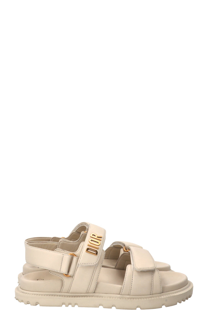 CHRISTIAN DIOR Dioract Sandals Leather Ivory