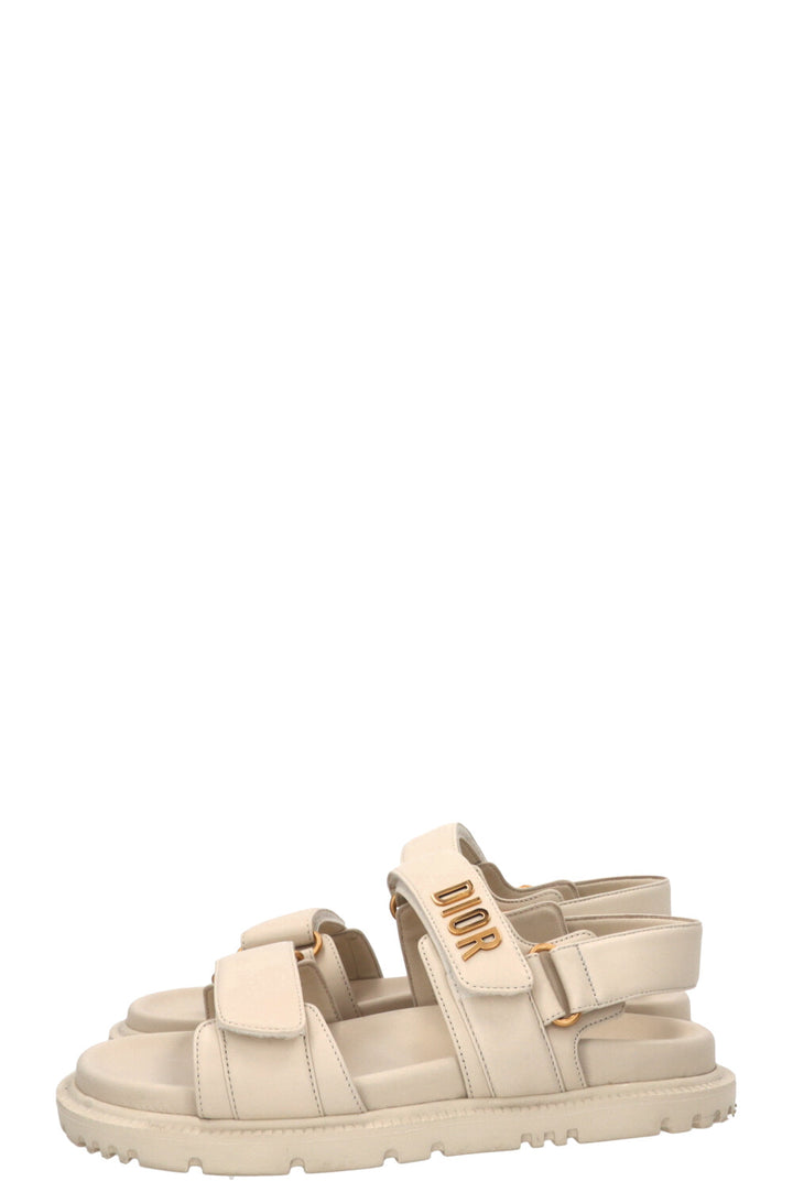 CHRISTIAN DIOR Dioract Sandals Leather Ivory
