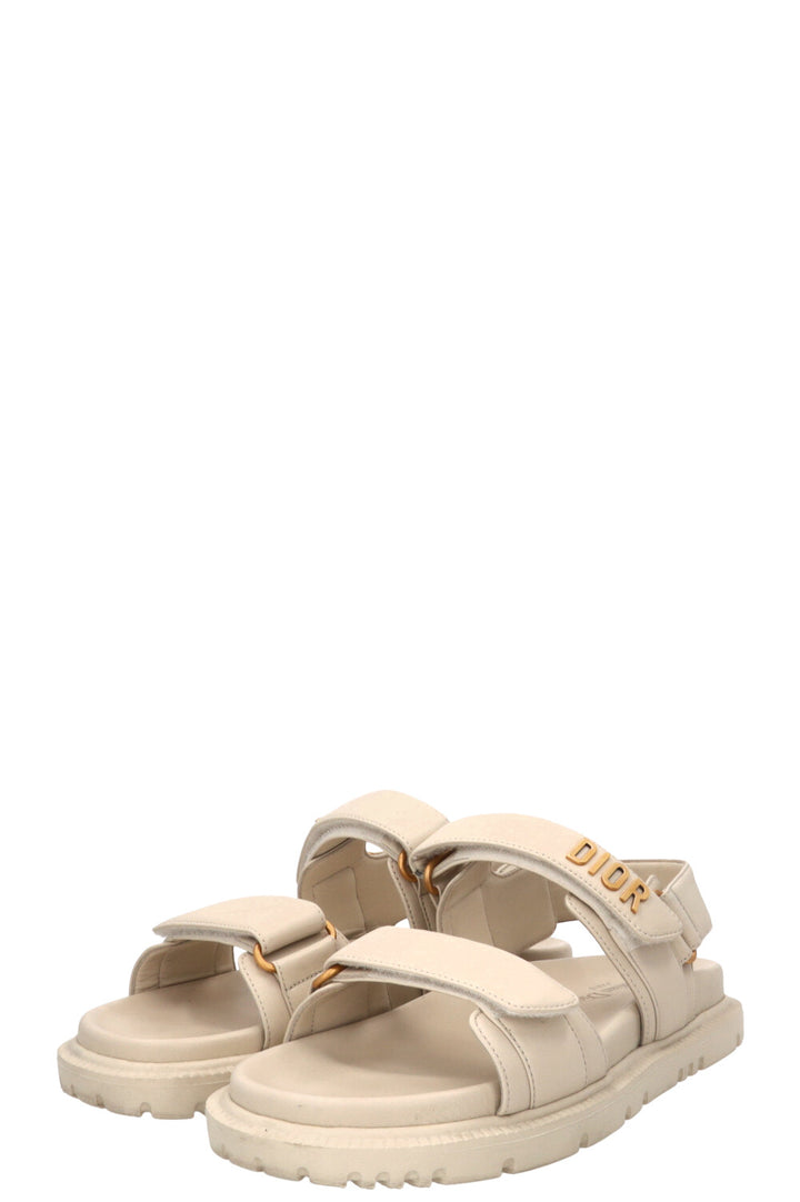 CHRISTIAN DIOR Dioract Sandals Leather Ivory