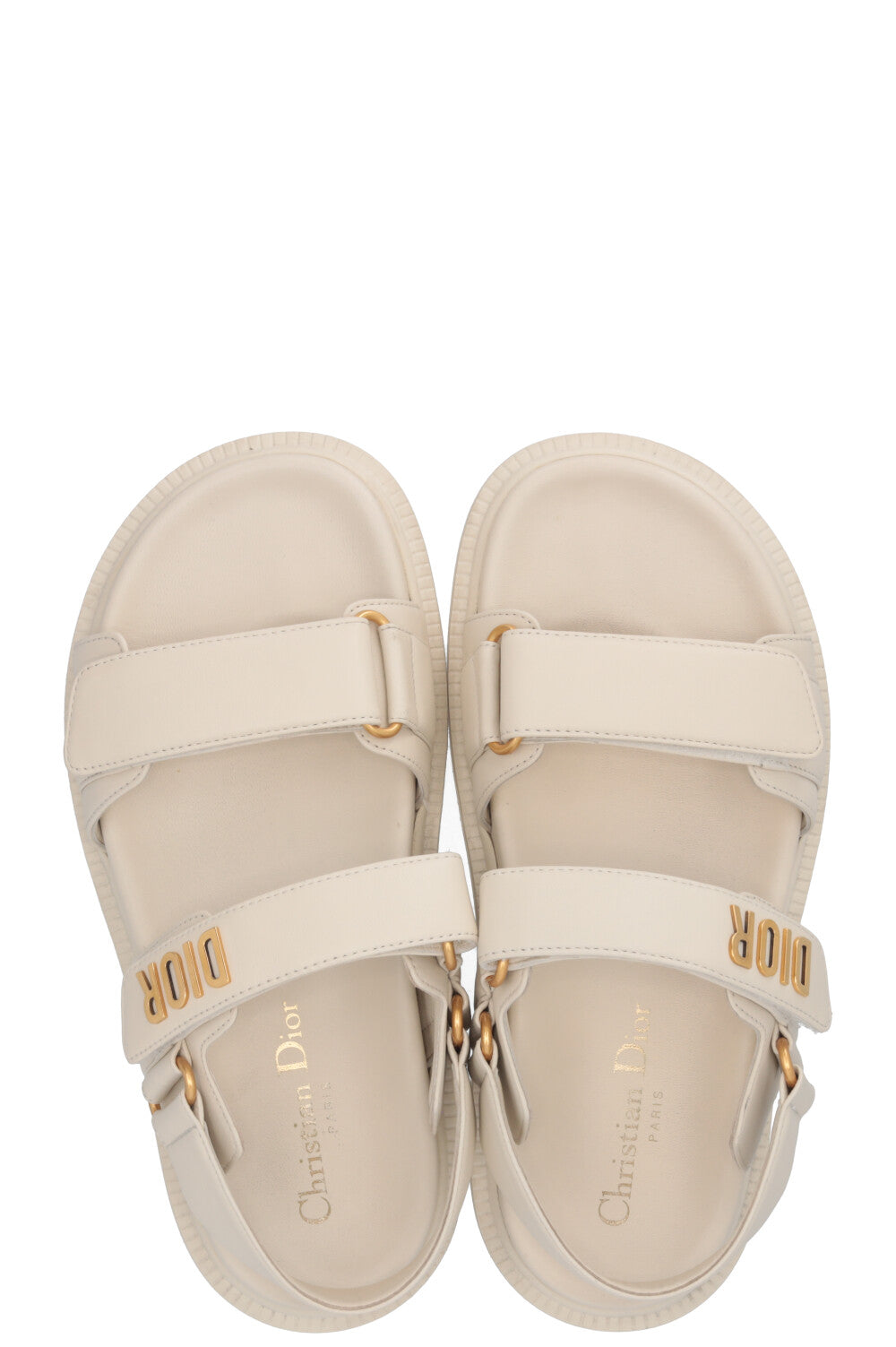 CHRISTIAN DIOR Dioract Sandals Leather Ivory