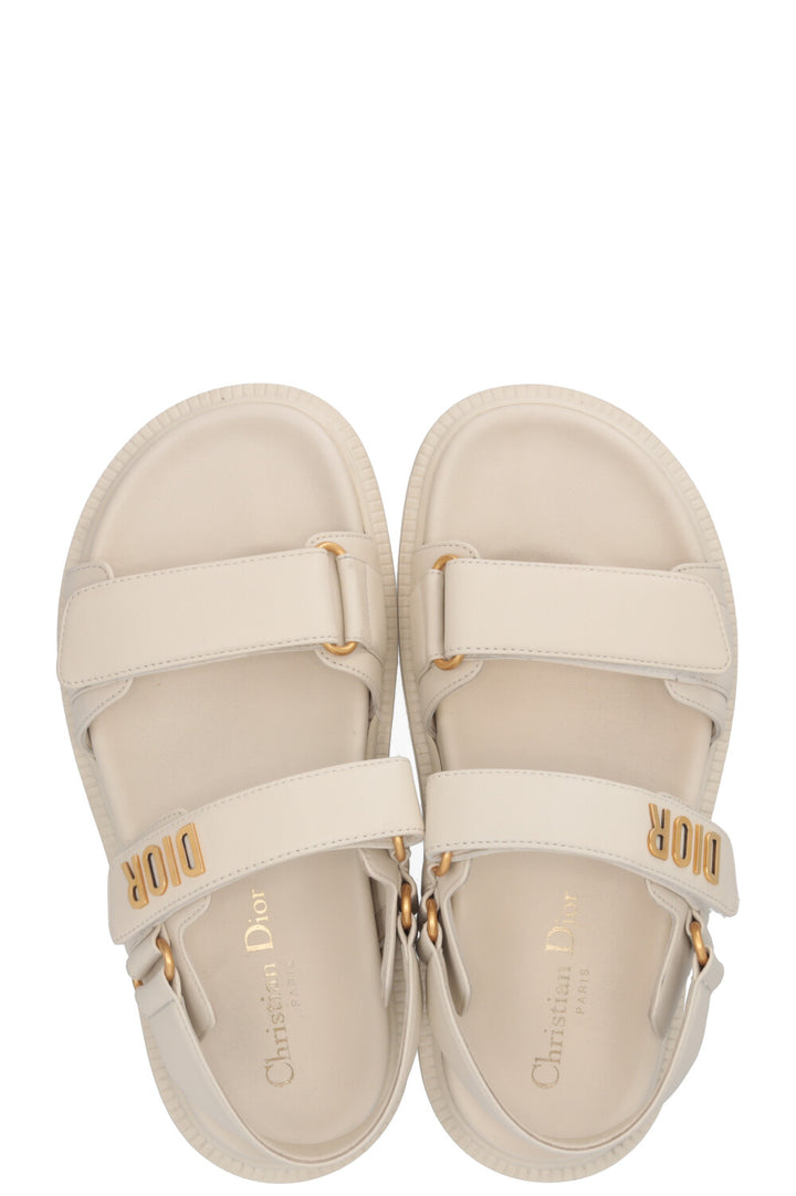 CHRISTIAN DIOR Dioract Sandals Leather Ivory