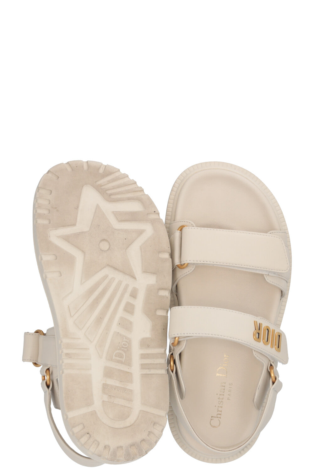 CHRISTIAN DIOR Dioract Sandals Leather Ivory