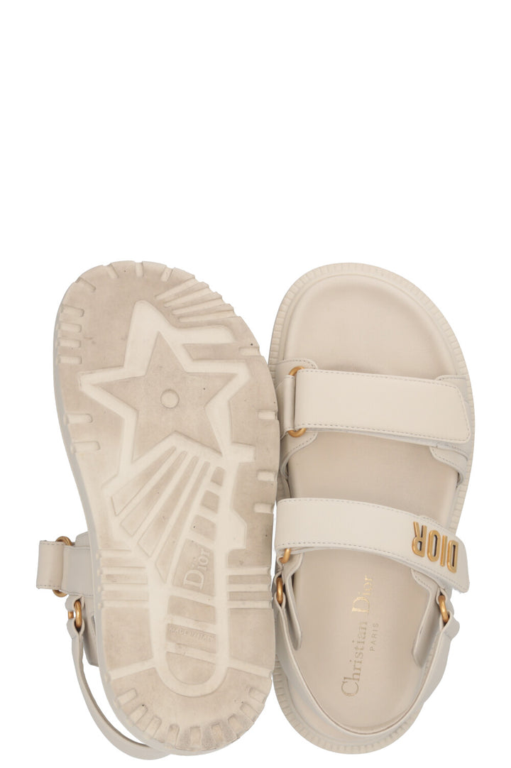 CHRISTIAN DIOR Dioract Sandals Leather Ivory