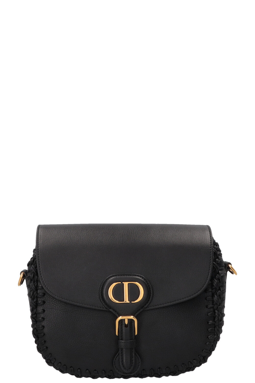 CHRISTIAN DIOR Embroidered Bobby Bag Medium Leather Black