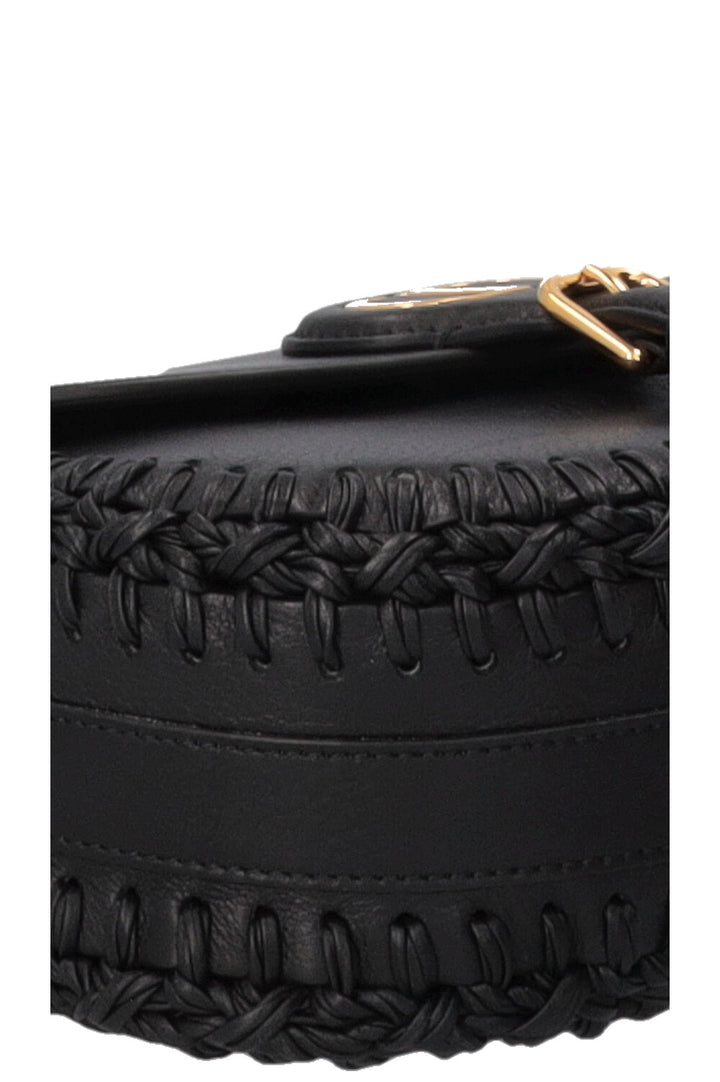 CHRISTIAN DIOR Embroidered Bobby Bag Medium Leather Black
