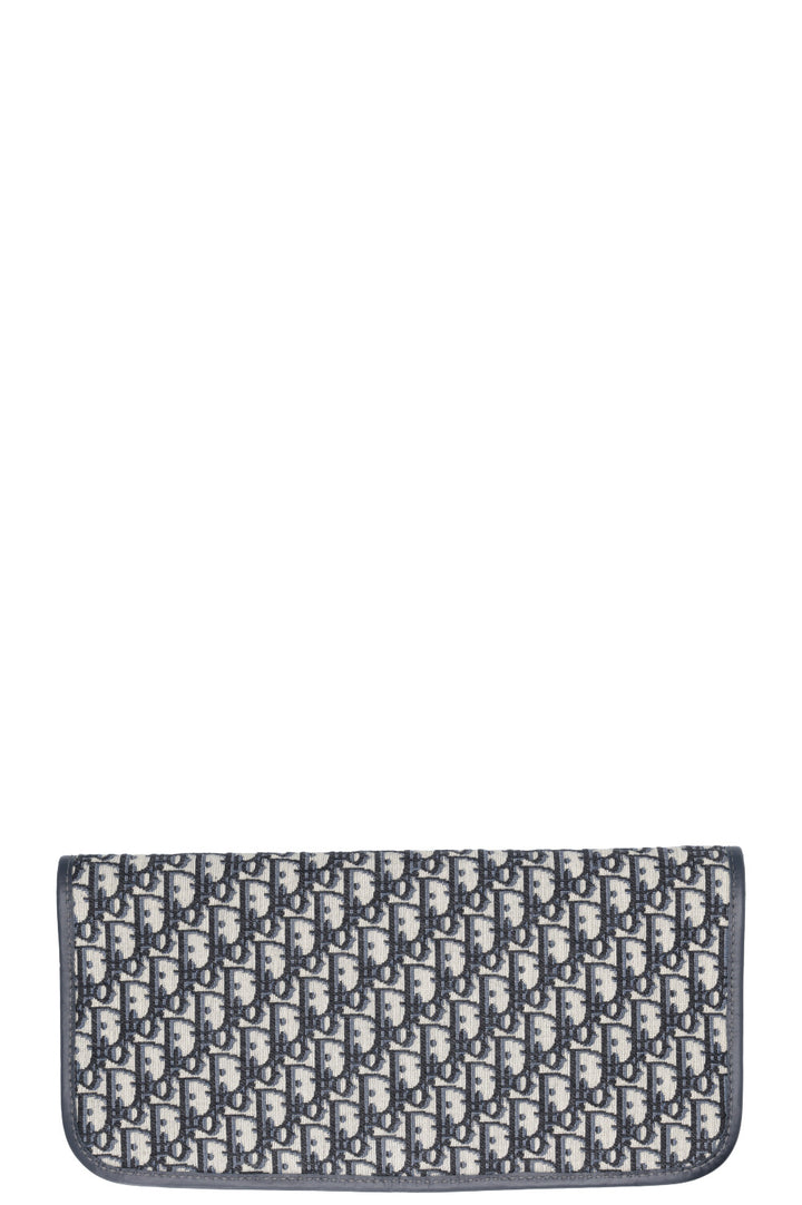 CHRISTIAN DIOR Foldable Clutch Oblique Canvas Blue