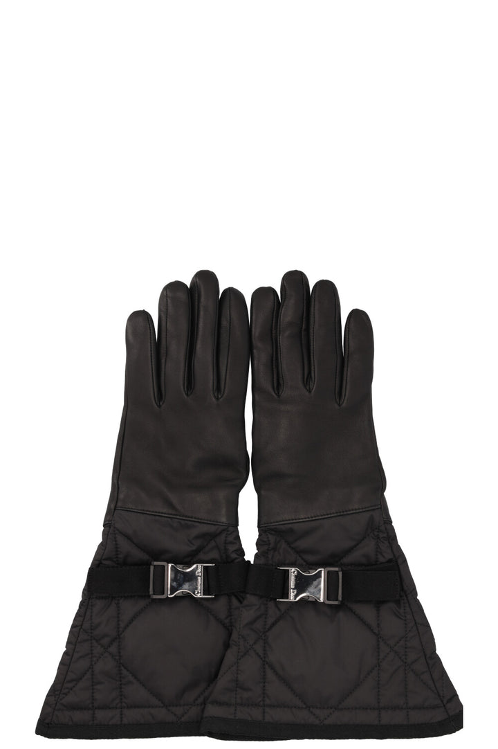 Gants CHRISTIAN DIOR Cannage en cuir d'agneau noir