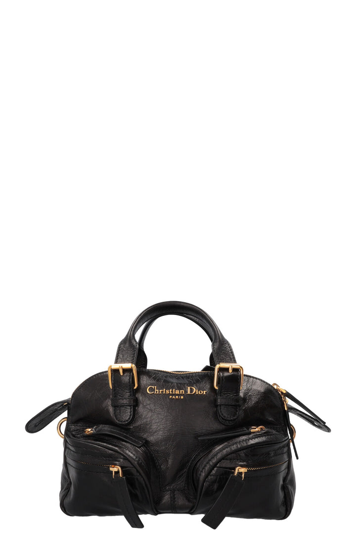 CHRISTIAN DIOR Grand Tour Bowling Bag Petit Cuir Noir