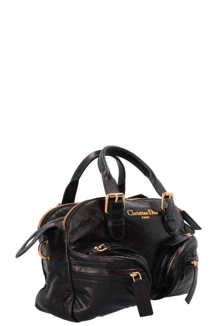 CHRISTIAN DIOR Grand Tour Bowling Bag Petit Cuir Noir