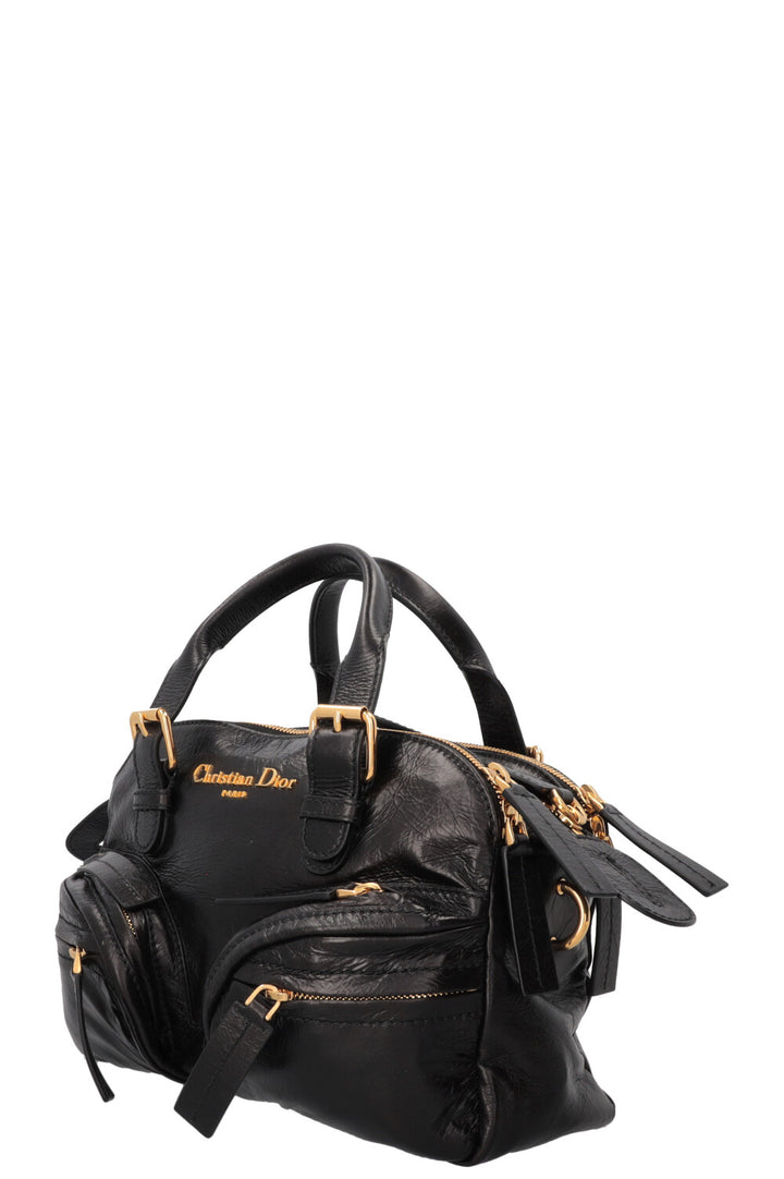 CHRISTIAN DIOR Grand Tour Bowling Bag Petit Cuir Noir