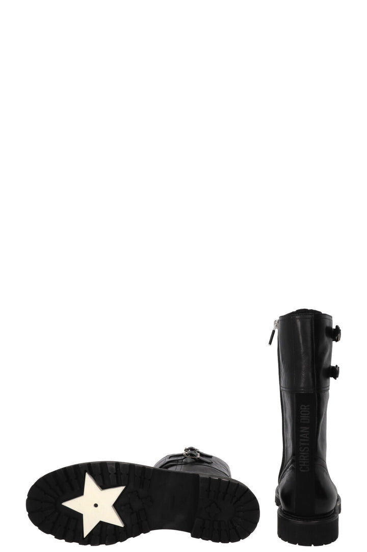 CHRISTIAN DIOR Ground Combat Boots Leather Black