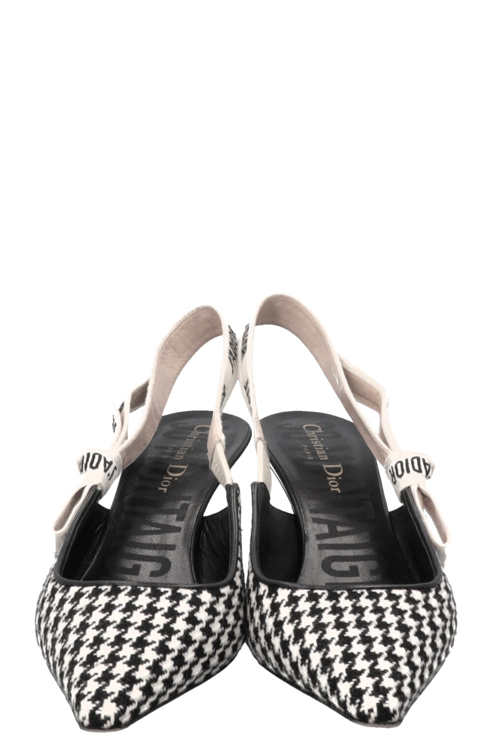 CHRISTIAN DIOR J'Adior Slingback Heels Houndstooth Black White
