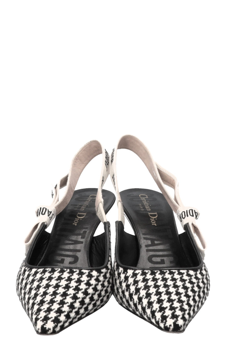 CHRISTIAN DIOR J'Adior Slingback Heels Houndstooth Black White