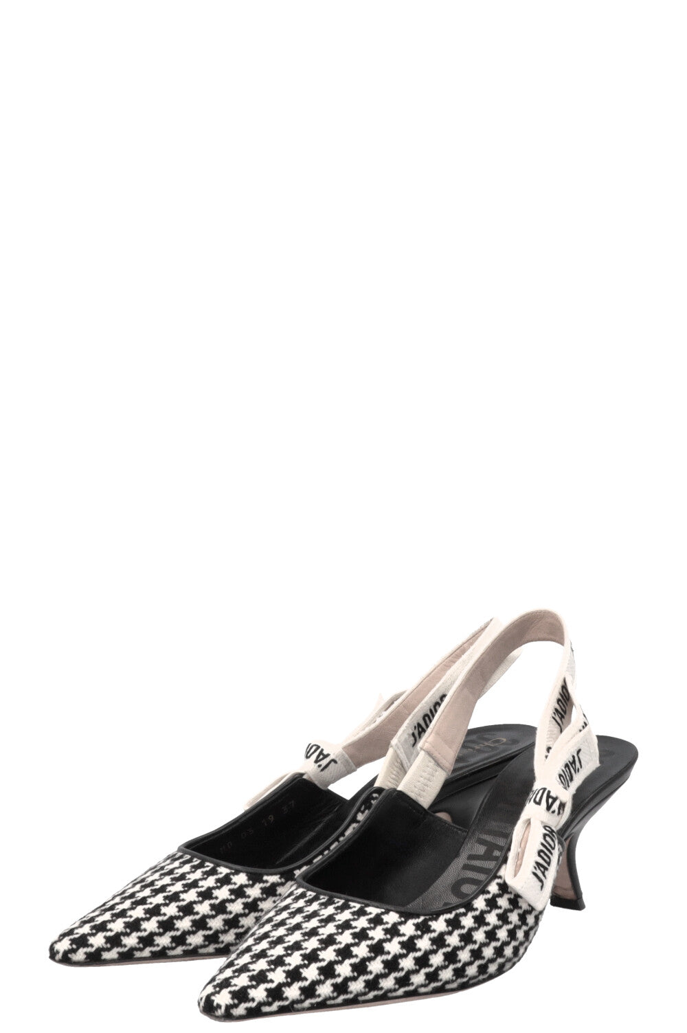 CHRISTIAN DIOR J'Adior Slingback Heels Houndstooth Black White