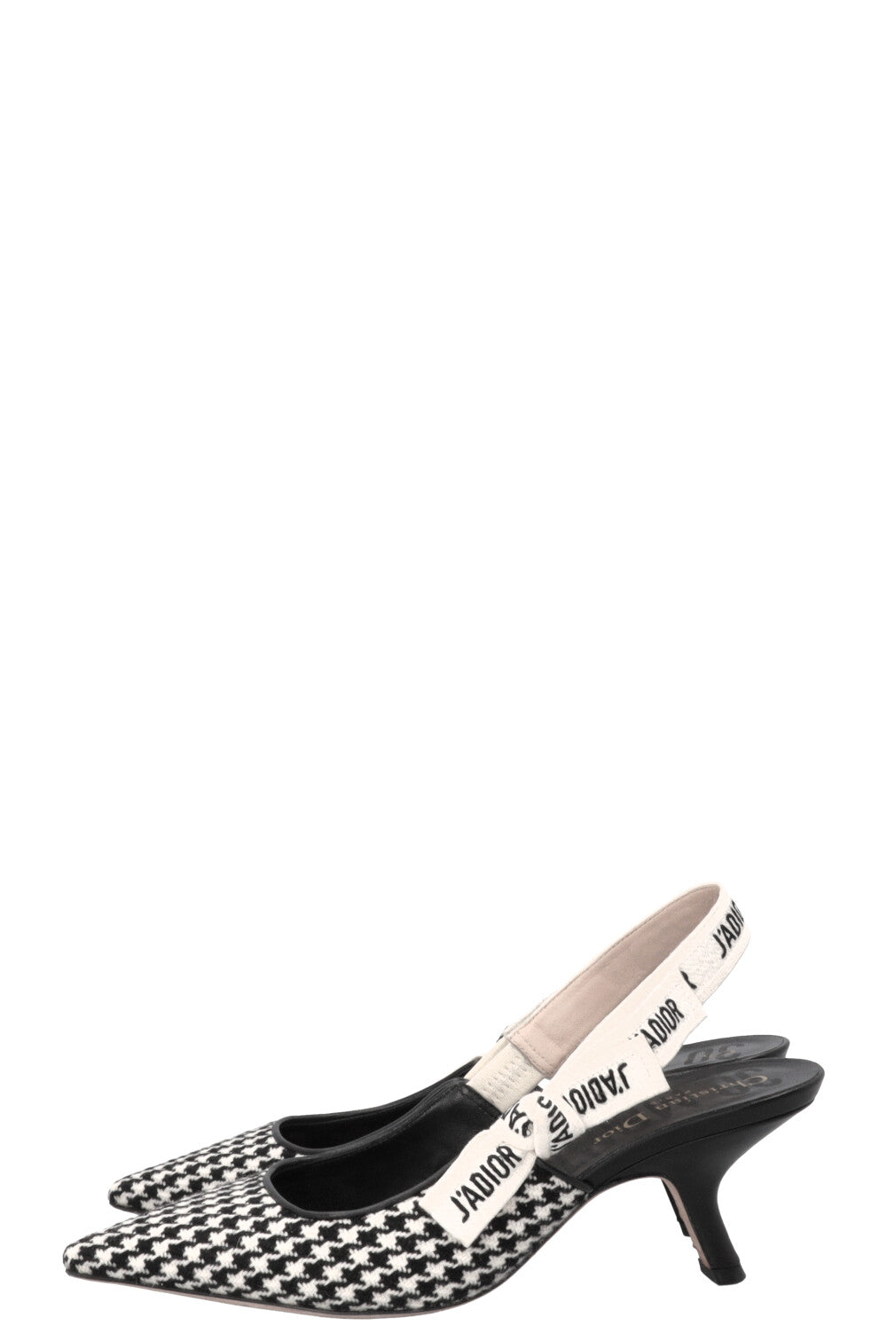 CHRISTIAN DIOR J'Adior Slingback Heels Houndstooth Black White
