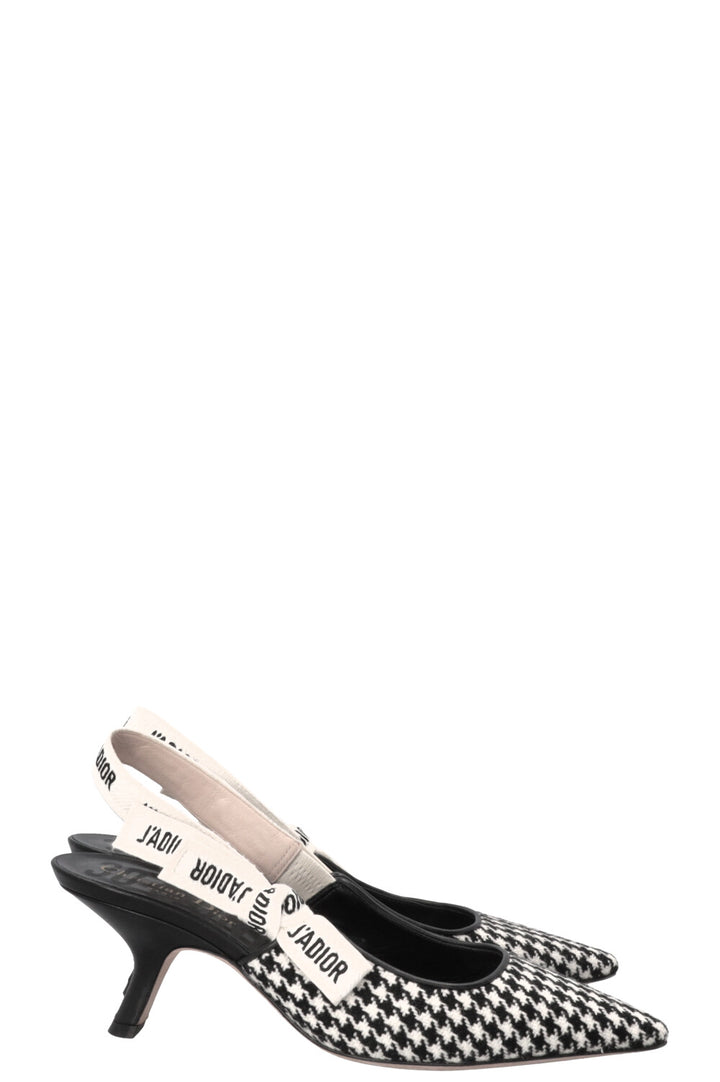 CHRISTIAN DIOR J'Adior Slingback Heels Houndstooth Black White