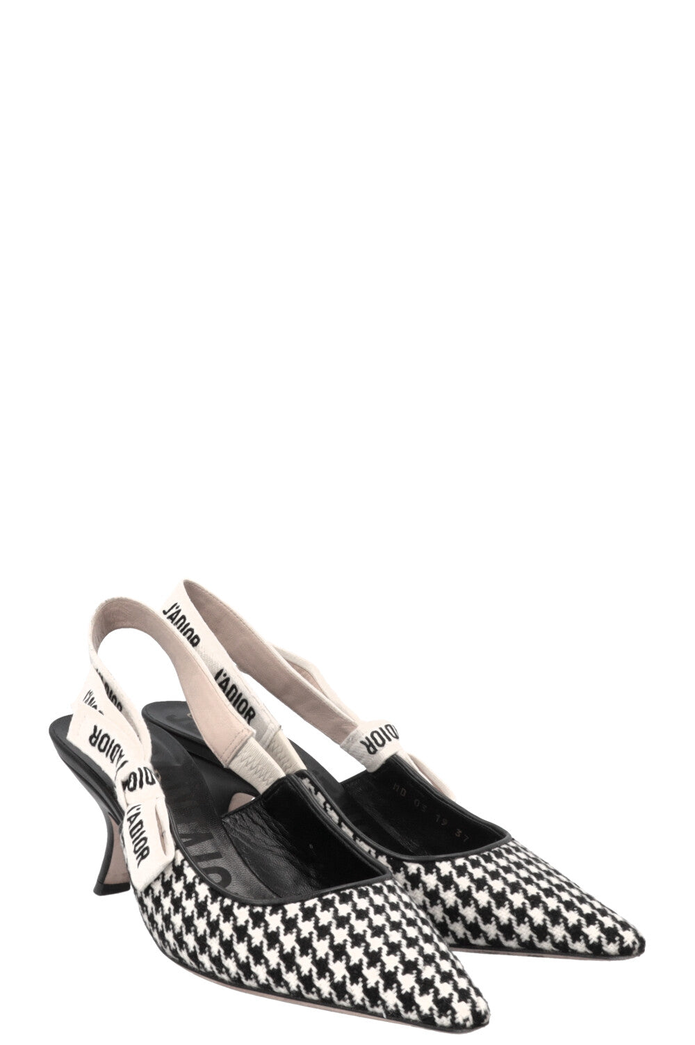 CHRISTIAN DIOR J'Adior Slingback Heels Houndstooth Black White
