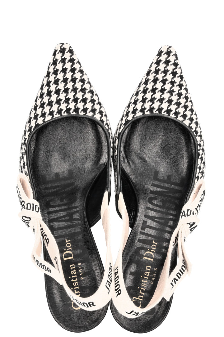 CHRISTIAN DIOR J'Adior Slingback Heels Houndstooth Black White