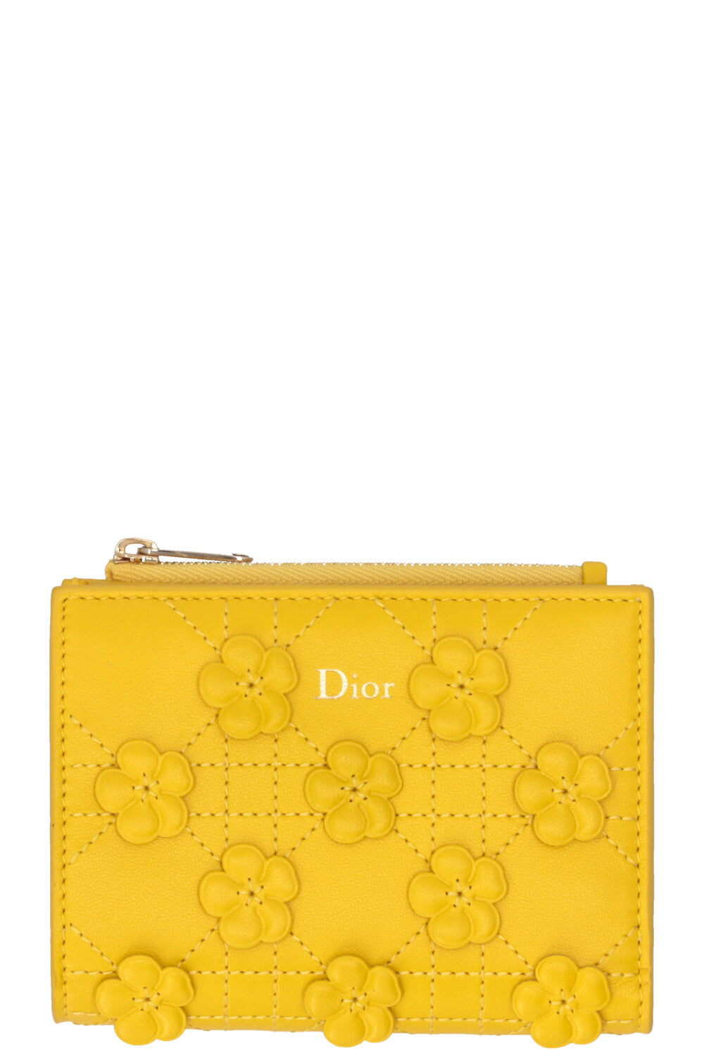 Portefeuille CHRISTIAN DIOR Jardin Dahlia en cuir d'agneau jaune