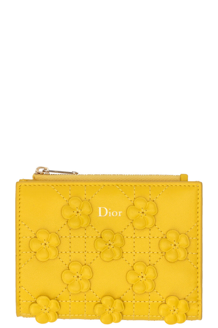 Portefeuille CHRISTIAN DIOR Jardin Dahlia en cuir d'agneau jaune