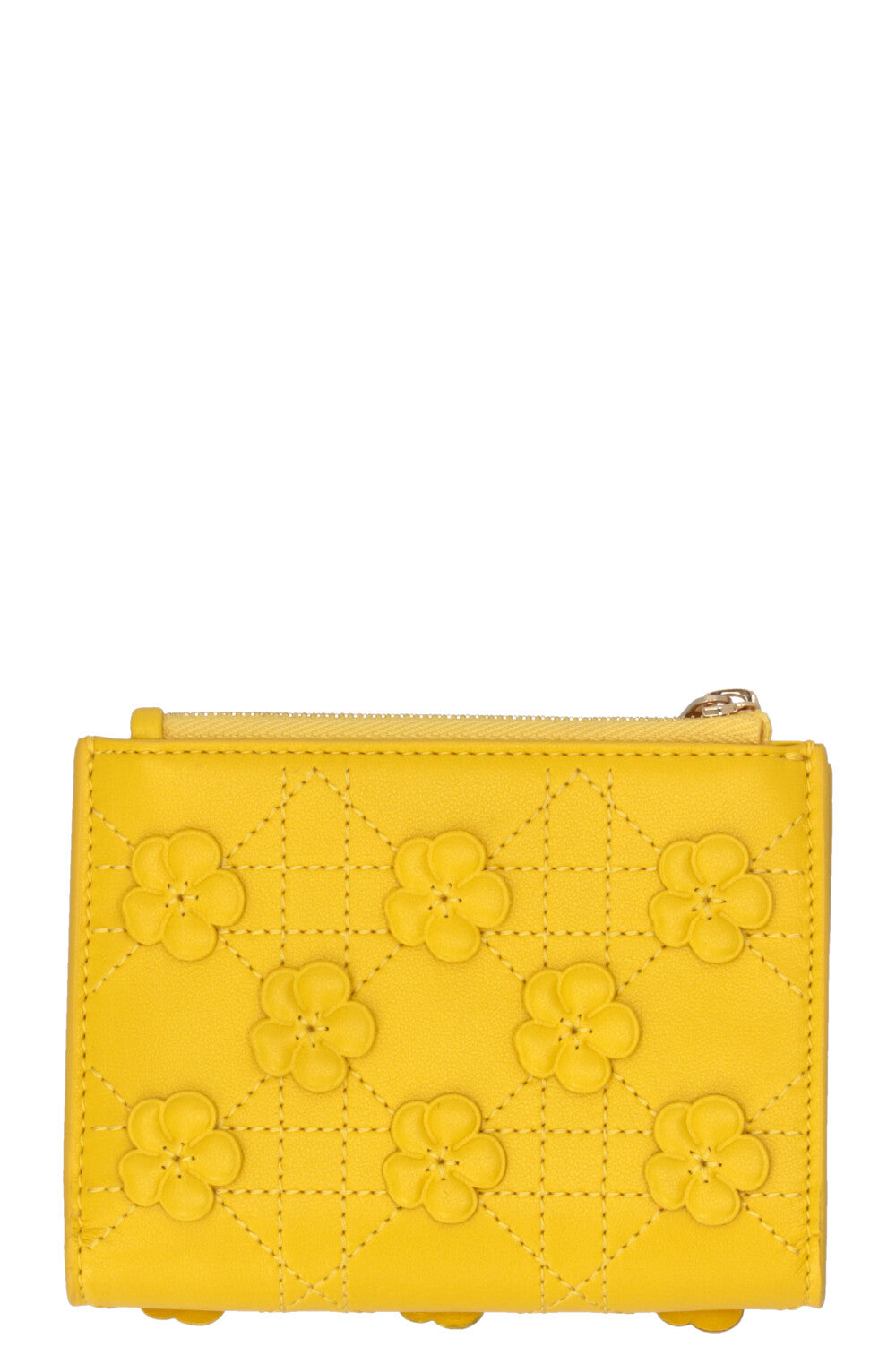 Portefeuille CHRISTIAN DIOR Jardin Dahlia en cuir d'agneau jaune