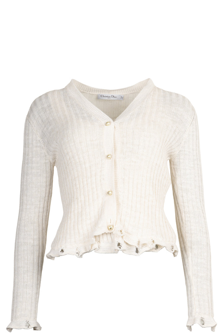 CHRISTIAN DIOR Knit Twinset Linen Cashmere Ivory