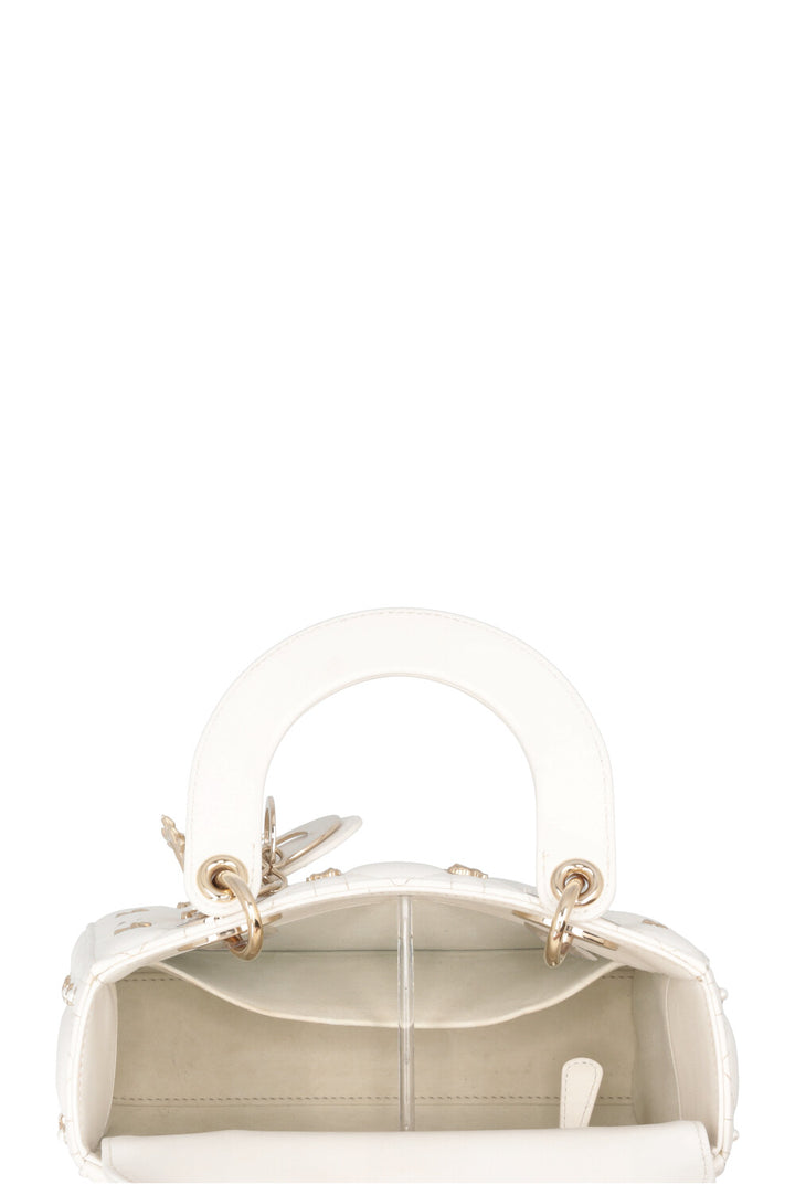 CHRISTIAN DIOR Lady Dior Zodiac Sign Small Leather White