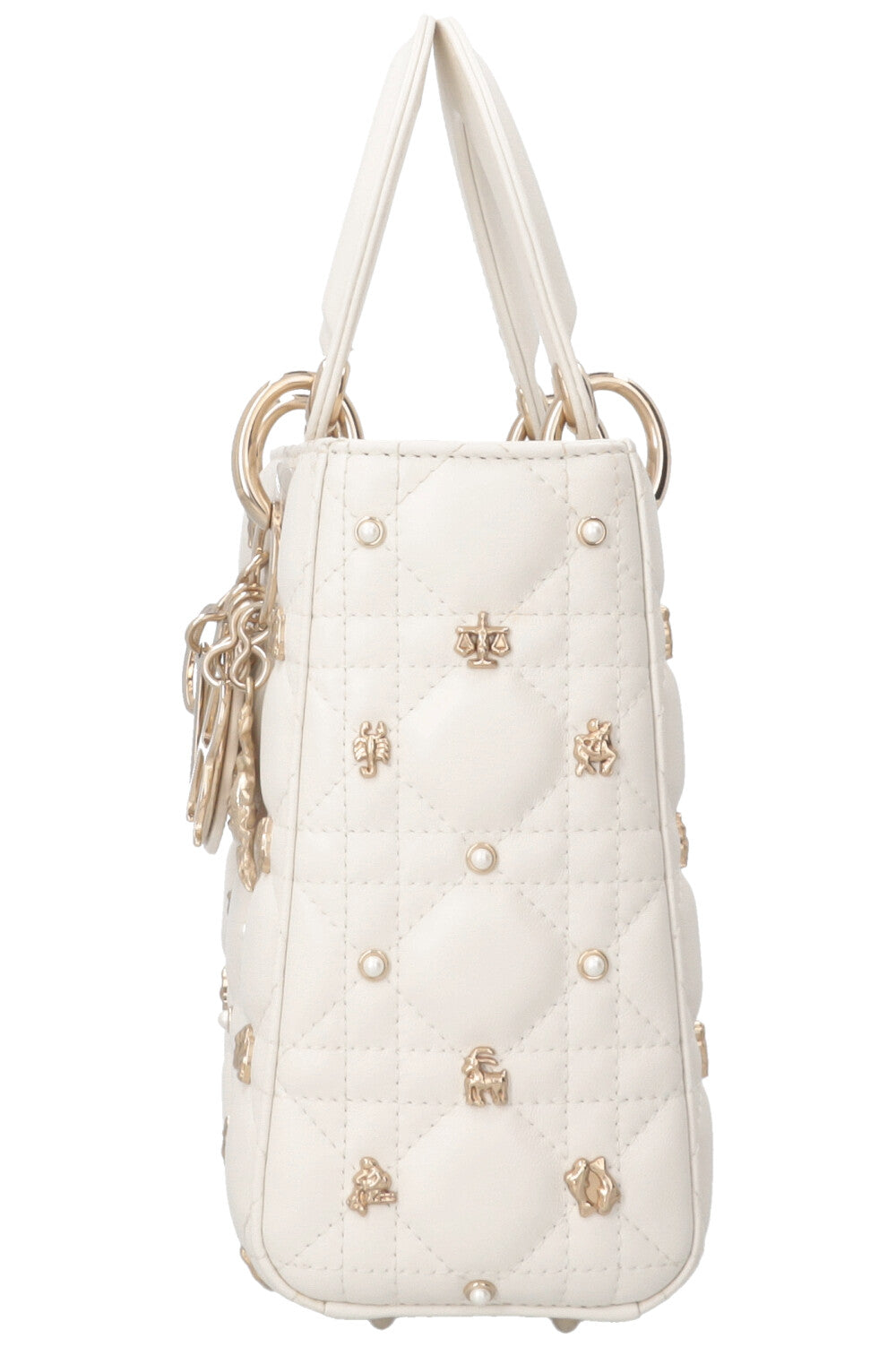 CHRISTIAN DIOR Lady Dior Zodiac Sign Small Leather White