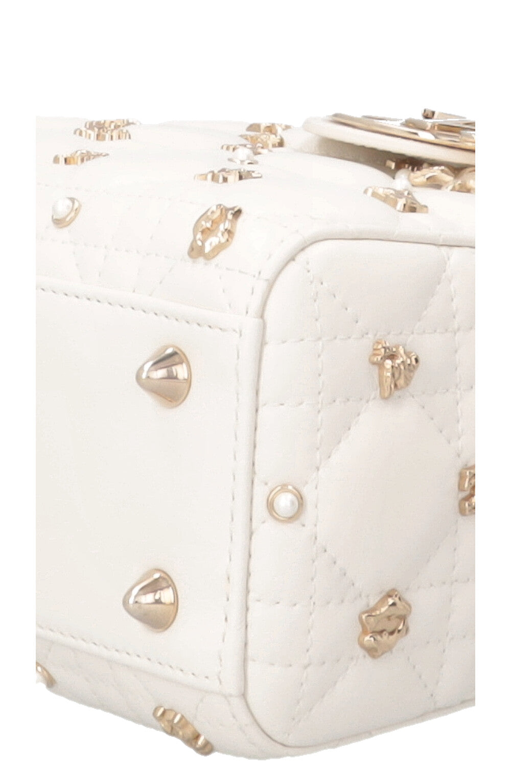 CHRISTIAN DIOR Lady Dior Zodiac Sign Small Leather White