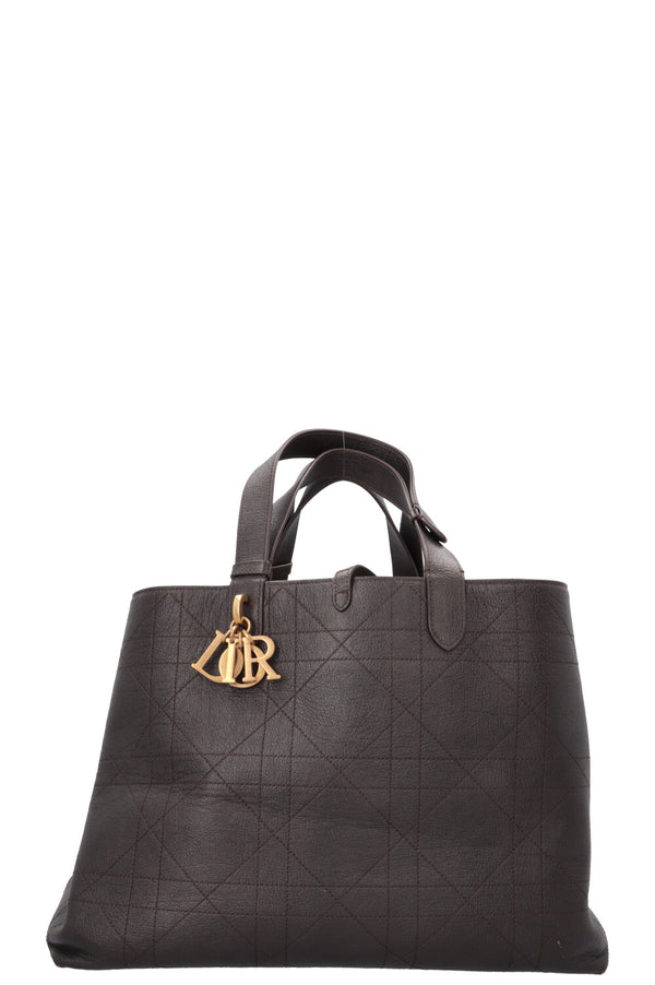 CHRISTIAN DIOR Large Toujours Bag Macrocannage Leather Brown
