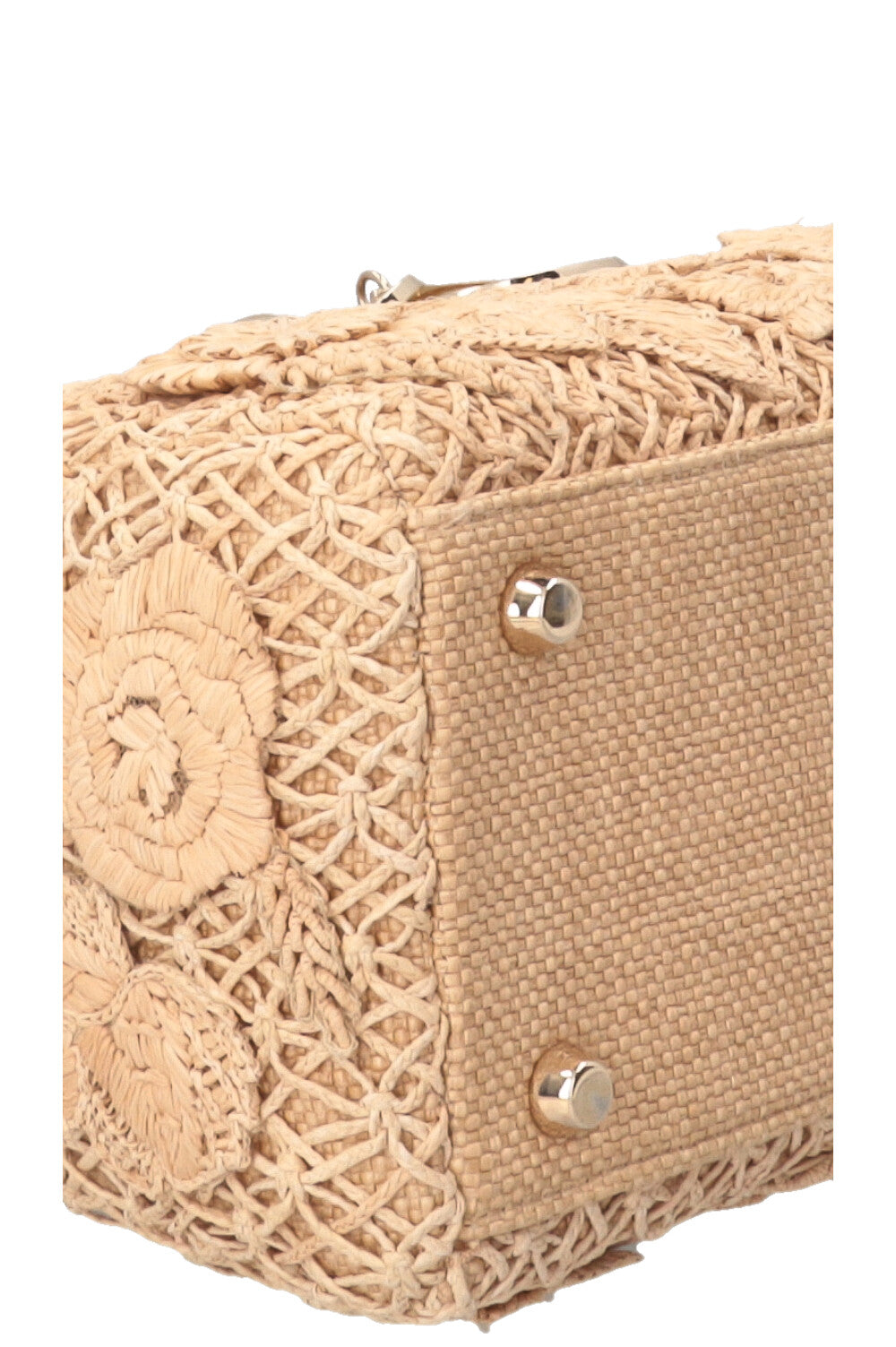 SAC LADY DIOR MEDIUM À FLEURS 3D EN RAFIA BEIGE CHRISTIAN DIOR