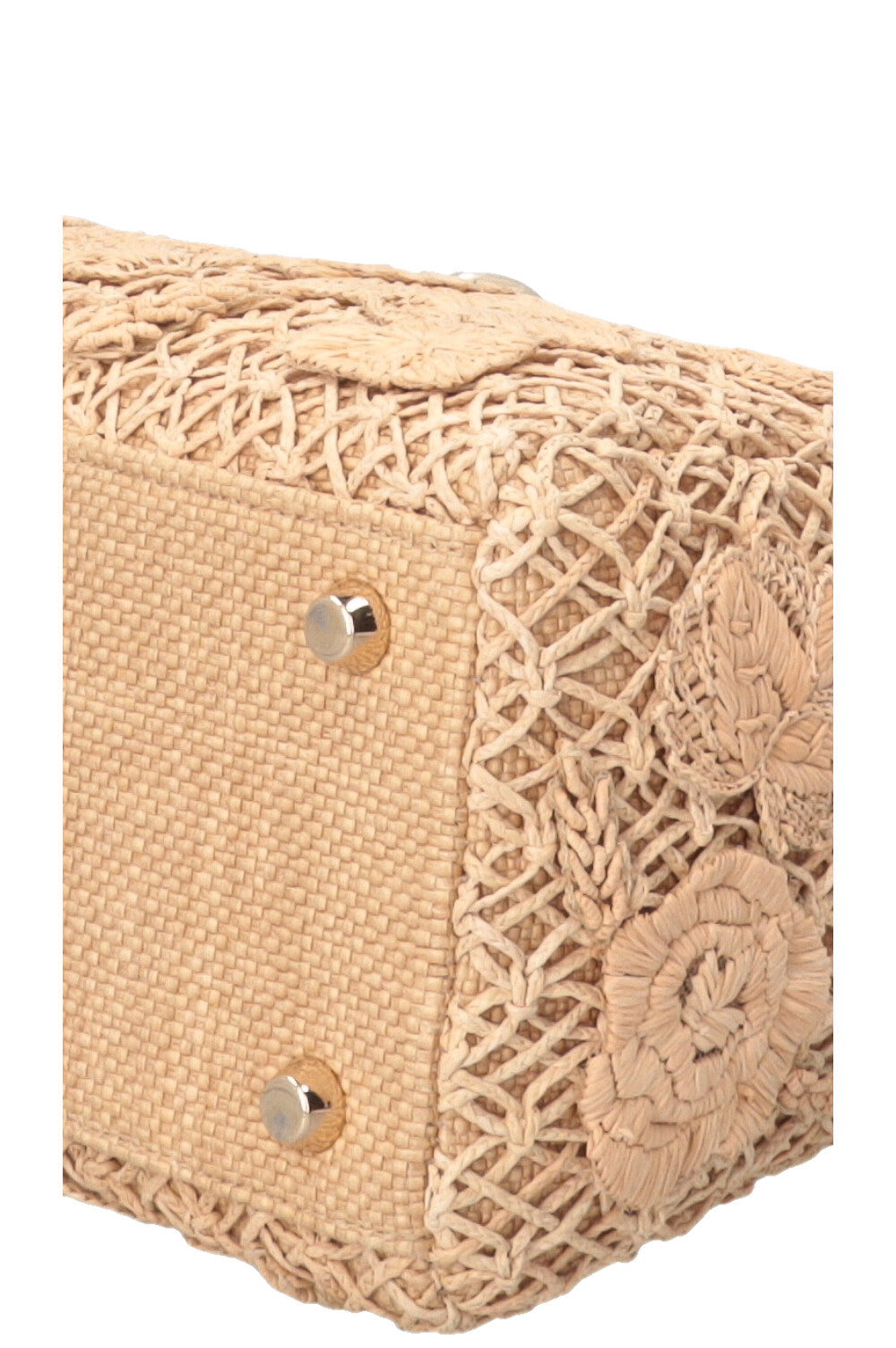 SAC LADY DIOR MEDIUM À FLEURS 3D EN RAFIA BEIGE CHRISTIAN DIOR