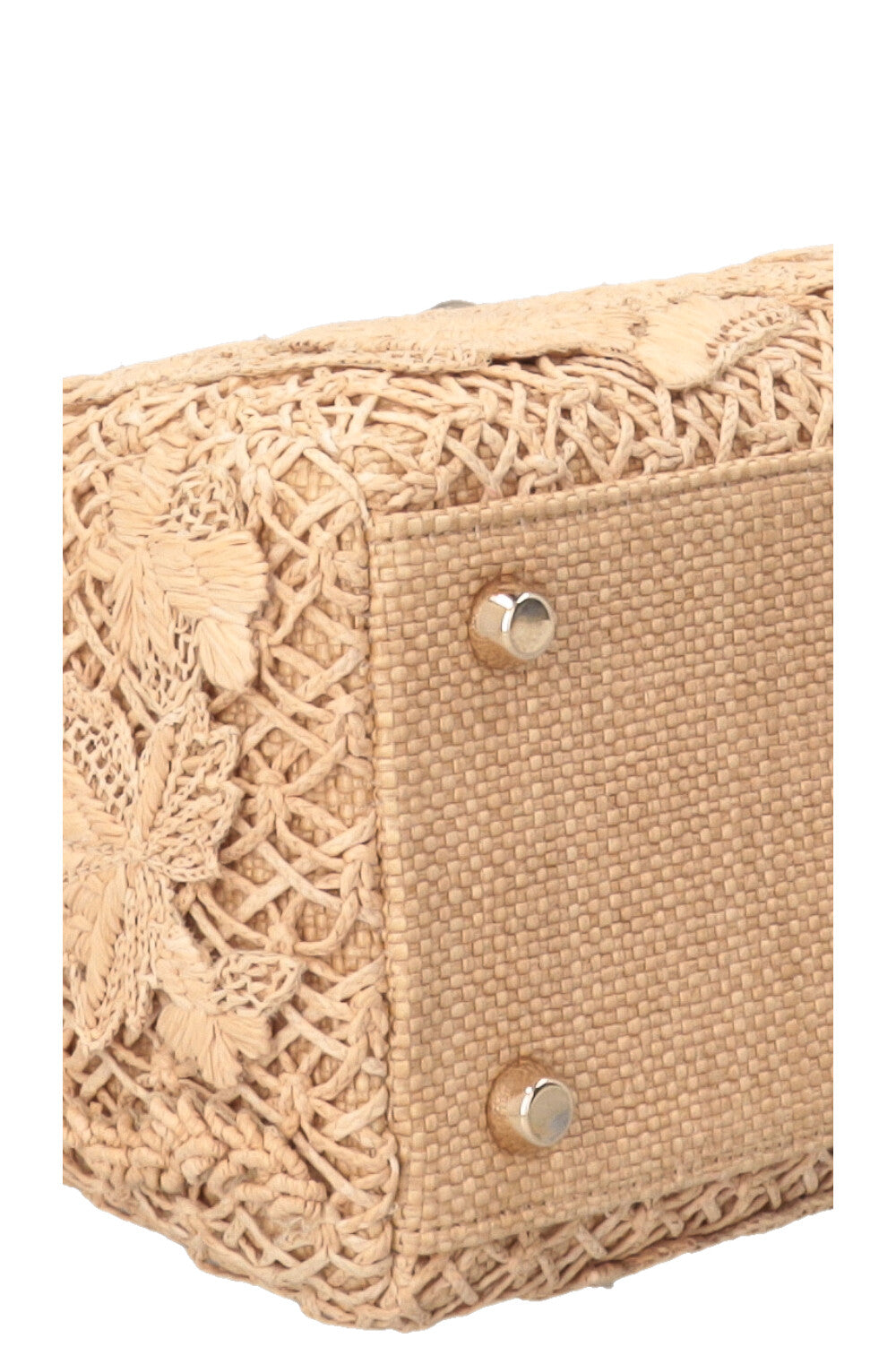SAC LADY DIOR MEDIUM À FLEURS 3D EN RAFIA BEIGE CHRISTIAN DIOR