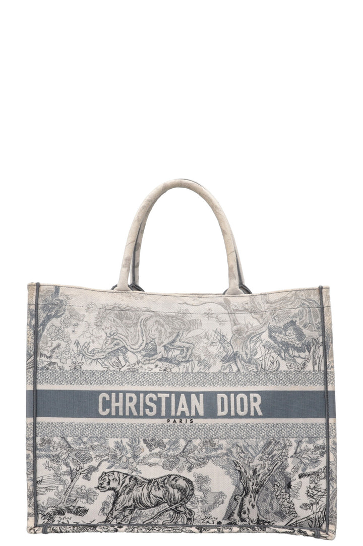 CHRISTIAN DIOR Medium Book Tote Toile De Jouy Canvas Grey