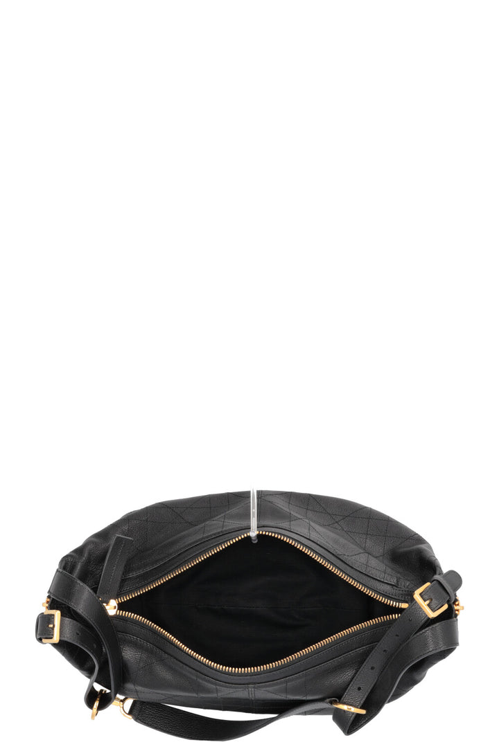 CHRISTIAN DIOR Medium D-Journey Bag in Black Macrocannage Leather