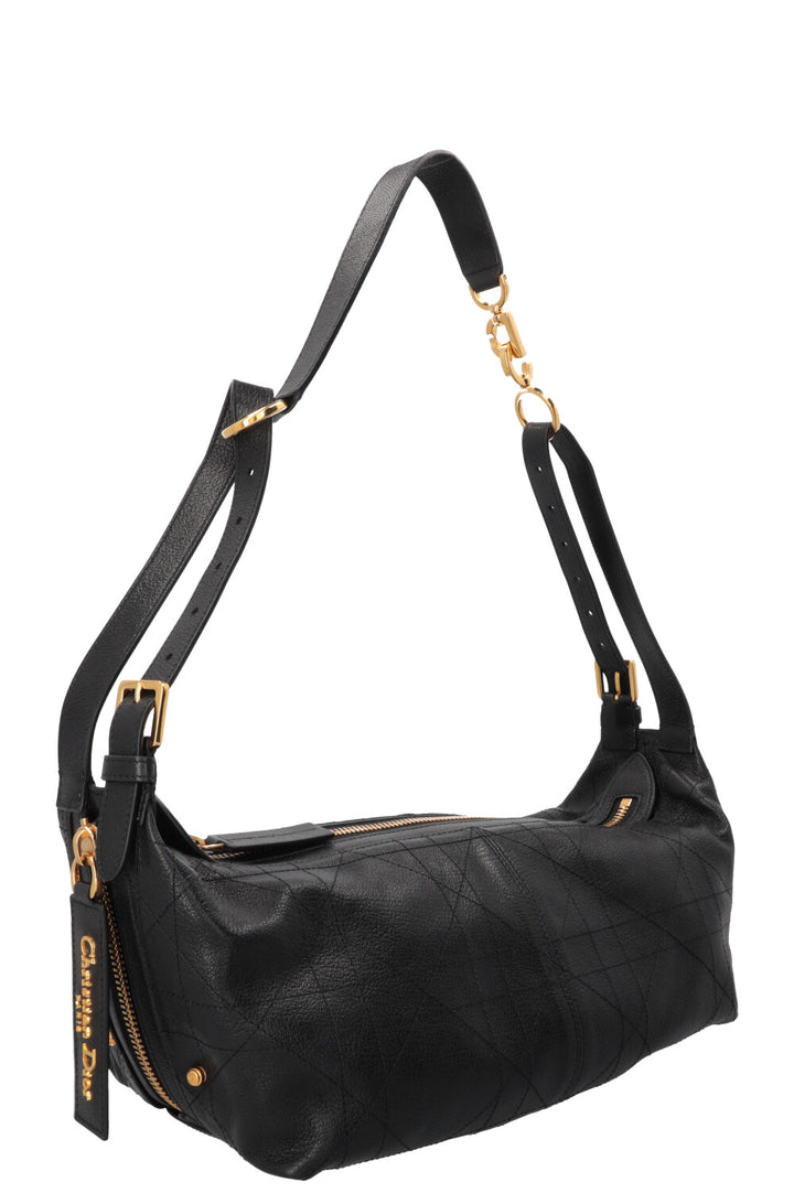 CHRISTIAN DIOR Medium D-Journey Bag in Black Macrocannage Leather