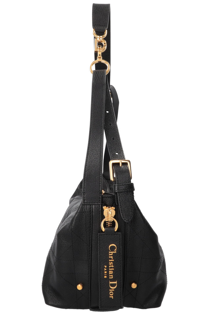 CHRISTIAN DIOR Medium D-Journey Bag in Black Macrocannage Leather