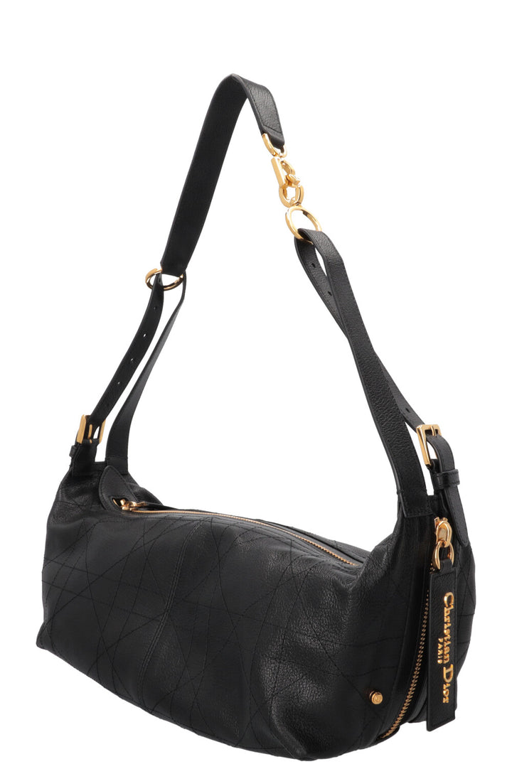 CHRISTIAN DIOR Medium D-Journey Bag in Black Macrocannage Leather