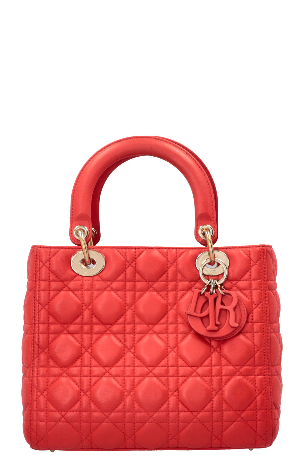 CHRISTIAN DIOR Sac Lady Dior Medium en cuir d’agneau rouge