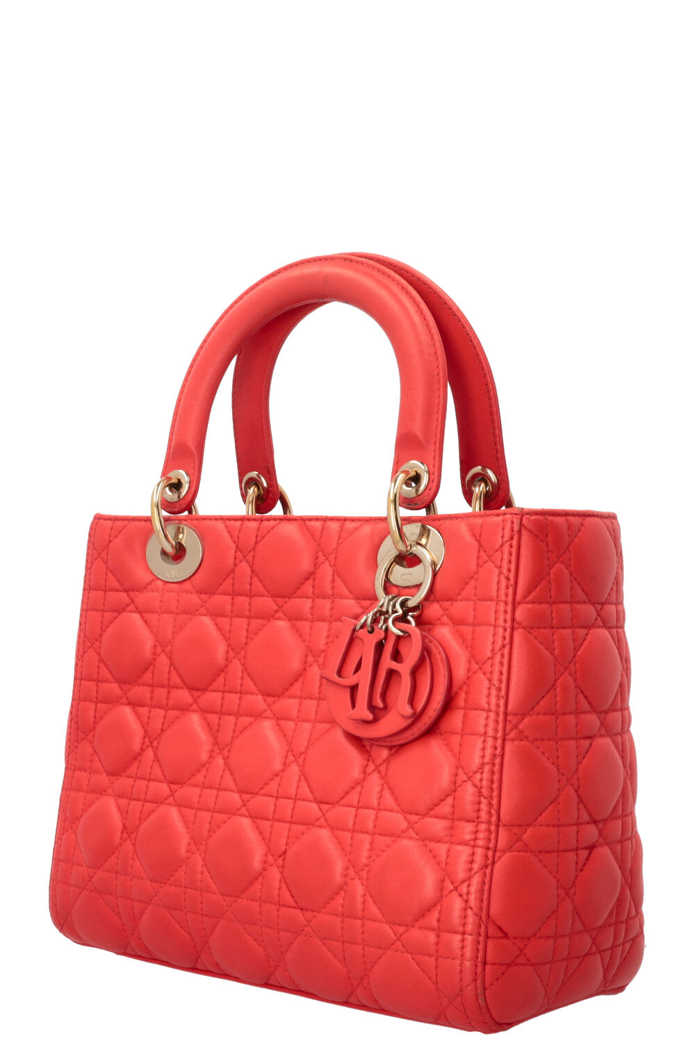CHRISTIAN DIOR Sac Lady Dior Medium en cuir d’agneau rouge