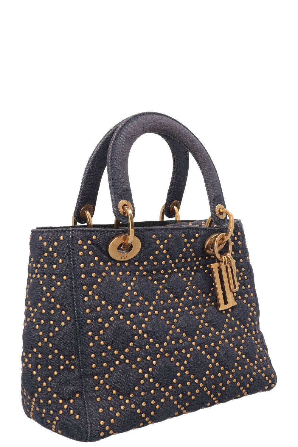 CHRISTIAN DIOR Lady Dior Medium en jean bleu à clous