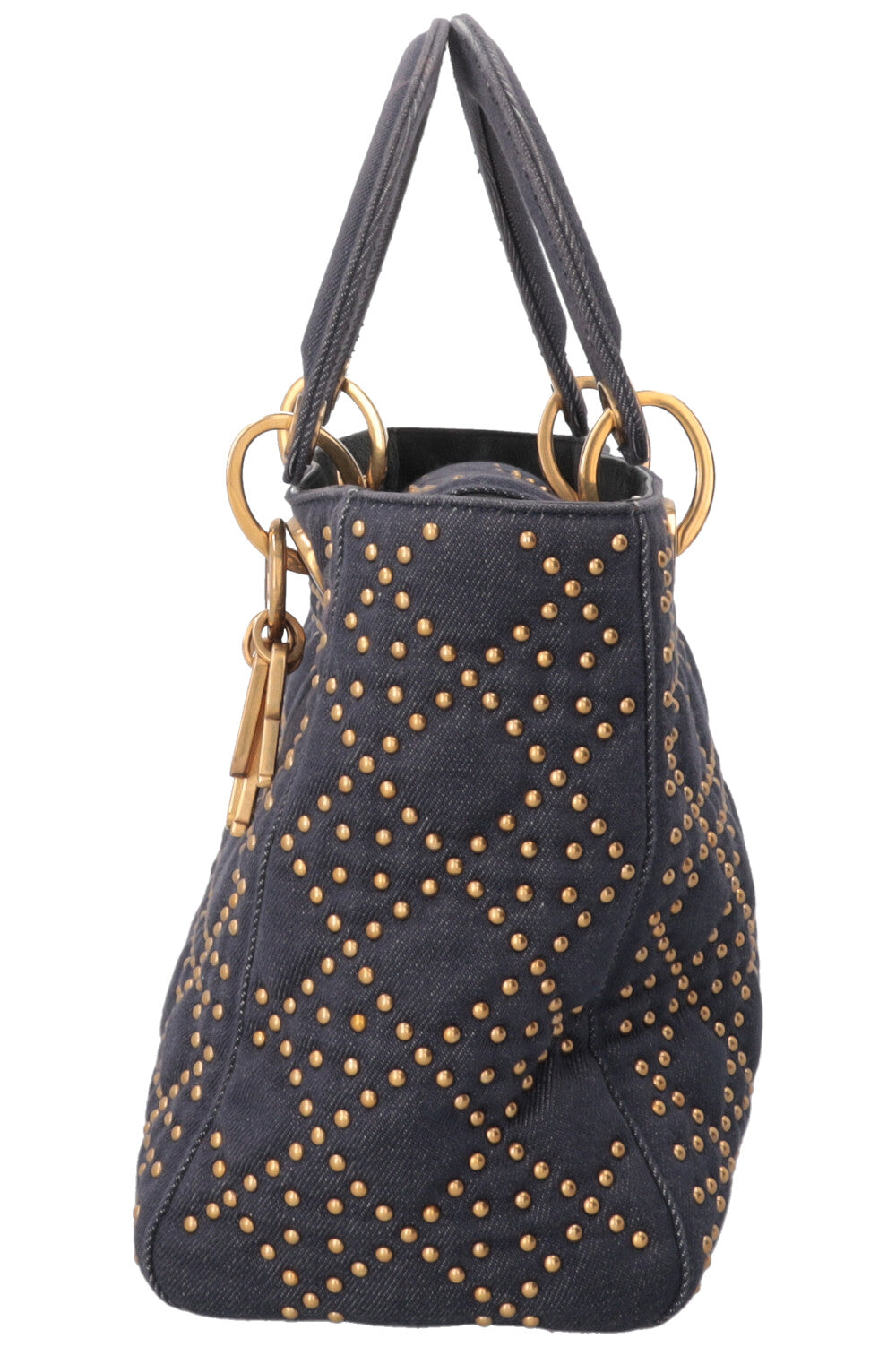 CHRISTIAN DIOR Lady Dior Medium en jean bleu à clous