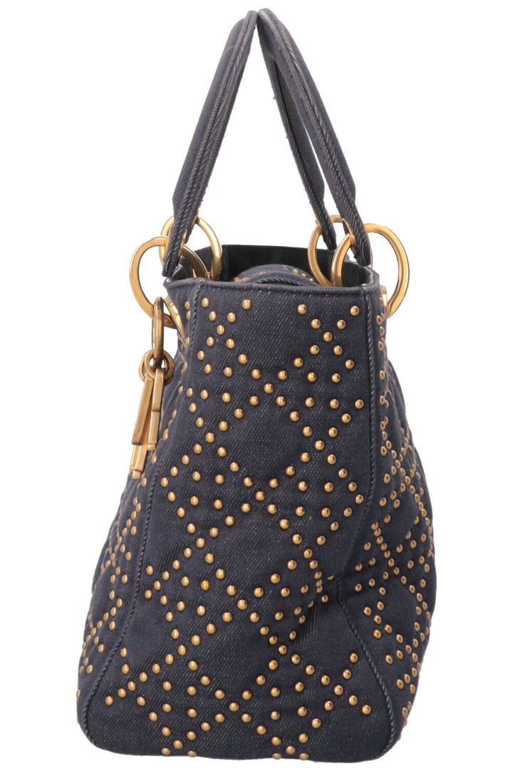 CHRISTIAN DIOR Lady Dior Medium en jean bleu à clous